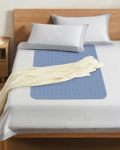 Vista 5 de Almohadillas lavables para cama 34" x 36" - Paquete de 4, Azul, Almohadillas impermeables para incontinencia, Almohadillas para cama, sofá, piso