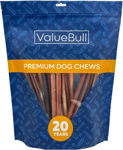 Vista 19 de ValueBull Bully Sticks para perros, medianos de 12 pulgadas, 100 unidades, totalmente naturales, alimentados con pasto, de un solo ingrediente