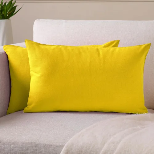 Vista 86 de Encasa XO Juego de 2 fundas de almohada de 12 x 12 pulgadas, color beige, sin rellenos, fundas de almohada de algodón para sala de estar, cama