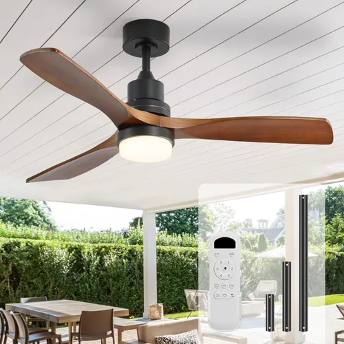 Vista 26 de Sofucor Ventilador de techo de perfil bajo con luces con control remoto de 52 pulgadas, ventilador de techo de montaje empotrado moderno con hoja