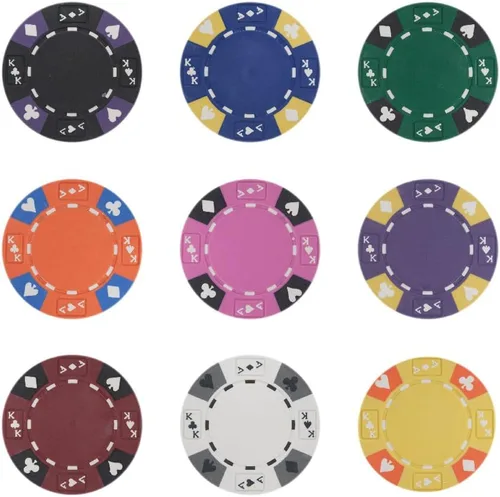 Vista 4 de Brybelly Ace King Suited - Fichas de póquer pesadas de 0.49 oz (0.49 oz), paquete de 50 unidades (amarillo)