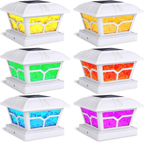 Vista 17 de SIEDiNLAR Luces solares para postes al aire libre, 2 modos de color, 8 LED para postes de 4 x 4, 5 x 5, 6 x 6 pulgadas, decoración de valla, patio