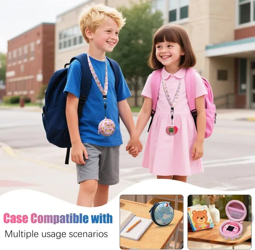 Vista 6 de LTGEM - Funda compatible con Tamagotchi Pix/Original/Nano X/Hello Kitty/Uni, funda protectora de almacenamiento para mascotas electrónicas con Rosa