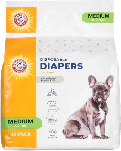 Vista 10 de Arm & Hammer Pañales para perros hembras para mascotas, talla XS, 12 unidades, ultra absorbentes, ajustables, con protección a prueba de fugas e