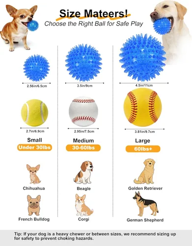 Vista 3 de petizer Paquete de 3 bolas chirriantes de juguete para perros de 2.5 pulgadas, bolas flotantes para perros, bolas de agua para perros, juguetes