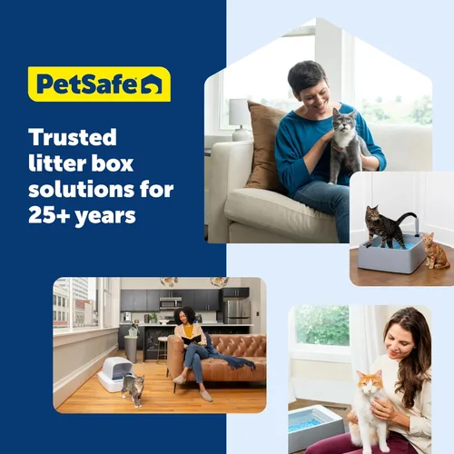 Vista 7 de PetSafe Caja de arena para gatos múltiples – Mantenimiento higiénico con alta capacidad de arena, soporte integrado para cucharadas y compartimento
