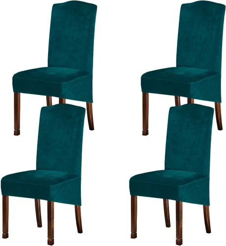 Vista 37 de Fundas de terciopelo para sillas de comedor XL de felpa, fundas elásticas para sillas altas, fundas protectoras de elastano con banda elástica