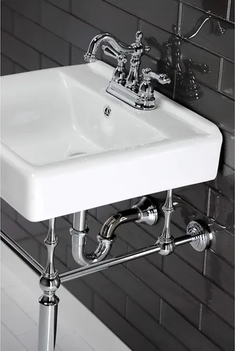 Vista 6 de Kingston Brass KB1601AL Heritage - Grifo central de 4 pulgadas con mango de palanca de metal, cromo pulido