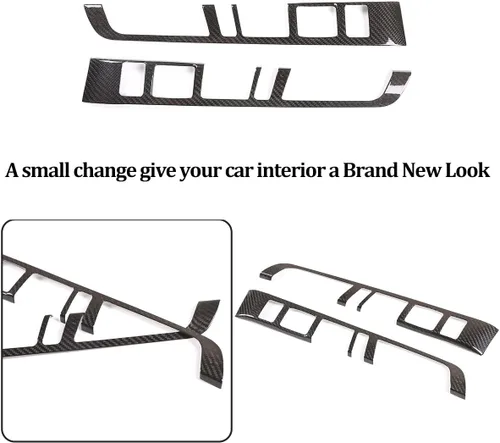 Vista 7 de 100% fibra de carbono real Car Styling Center Console Panel de cambio de marchas, decoración lateral, marco adhesivo para Porsche Macan 2014-2020