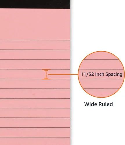 Vista 3 de Yaxa Basics Bloc de notas de escritura con rayas anchas de 8.5 x 11.75 pulgadas, 50 hojas perforadas, paquete de 6, 300 unidades, multicolor