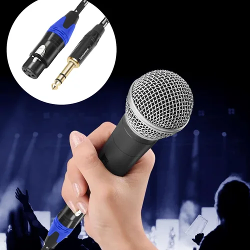 Vista 9 de Cable XLR de 1/4 de pulgada a XLR, trenzado de nailon resistente, enchufe chapado en oro, cable de conexión TRS equilibrado de 1/4 pulgadas a XLR