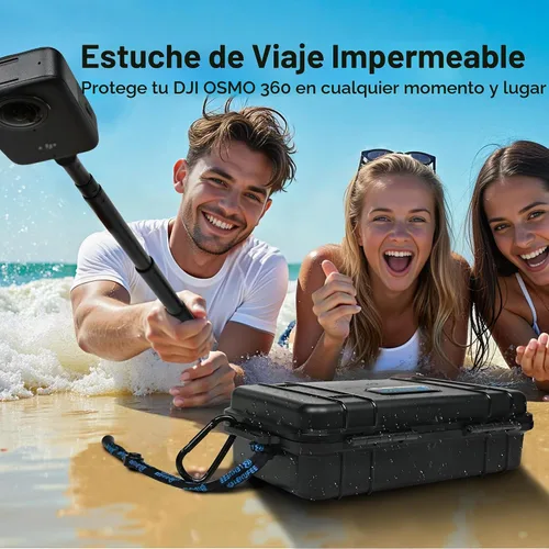 Vista 7 de Lekufee Estuche rígido impermeable de viaje para DJI Osmo 360, batería y otros accesorios (solo funda y bolsa)