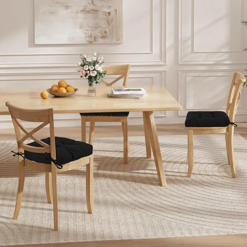 Vista 8 de Juego de 6 cojines para sillas de comedor, cojines para sillas de cocina en forma de U, cojines de asiento de taburete de bar con lazos y respaldo