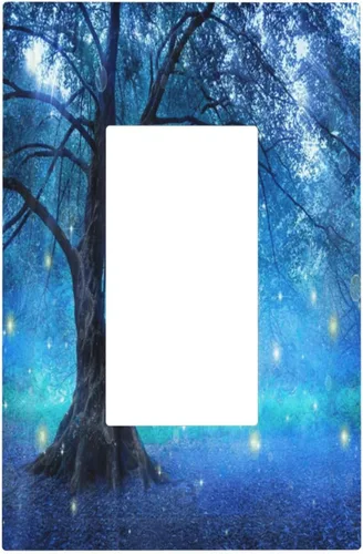 Vista 16 de Cubiertas de Tomacorriente 3D Árbol Morado 1 Gang Placa de Cubierta de Interruptor de Luz Dúplex Placas Decorativas de Pared Placa de Interruptor