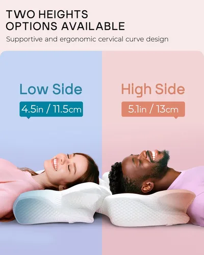 Vista 5 de Almohadas cervicales de espuma viscoelástica Elviros para el dolor de cuello y hombros, almohada para el cuello para dormir, almohadas para dormir