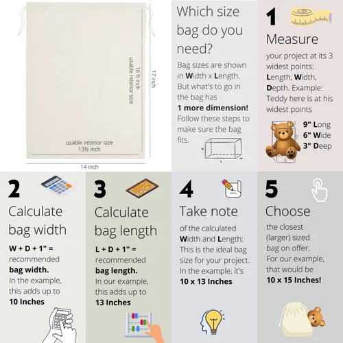 Vista 2 de Bolsas de 100 % algodón, muselina, con cordón ajustable para almacenamiento, 12 unidades, regalo para la despensa, Casual, Blanco