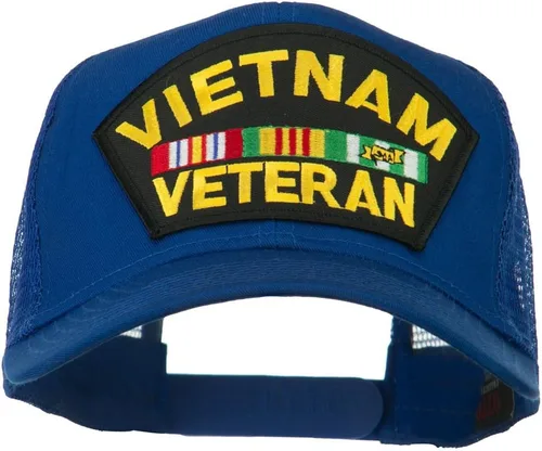 Vista 10 de e4Hats Gorra trasera de malla con parches militares de Vietnam Negro