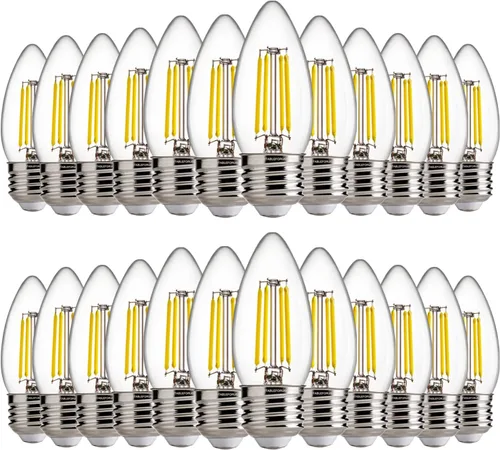 Vista 10 de FLSNT Bombillas LED de Araña Equivalentes a 40W, Bombillas LED Ámbar Regulables B11 E26 Base de Candelabro, 2200K Blanco Cálido, 330LM, Paquete de 6
