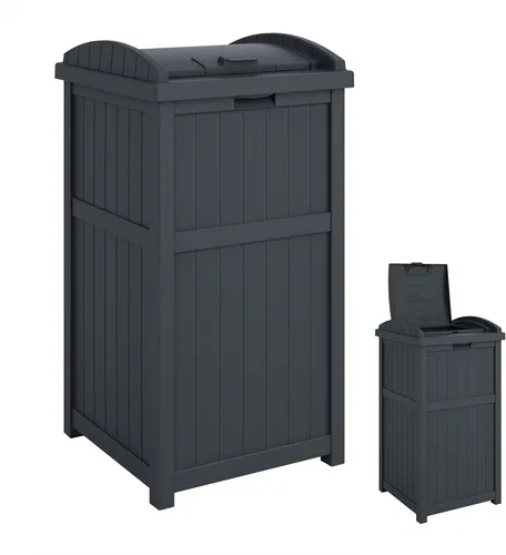 Suncast GH1732C - Cubo de basura de resina de 15.75 x 16 x 31.6 pulgadas, para exteriores, comercial, 33 galones, 31.6 pulgadas, cubo de basura de