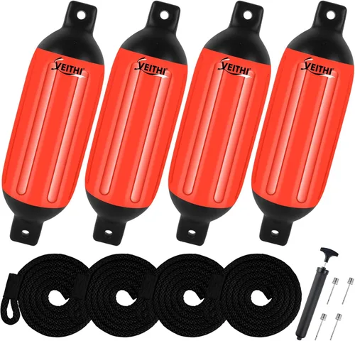 Vista 73 de Juego de 4 guardabarros para barco de 4.5/5.5/6.5/8.5/10/16 pulgadas, parachoques de vinilo con ojos gemelos acanalados, parachoques para barco