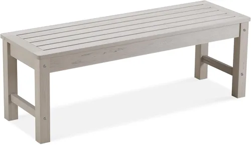 Vista 15 de Psilvam Banco Knight, Banco de dos plazas para exteriores de madera de poliéster para patio sin respaldo, banco de jardín resistente a la intemperie