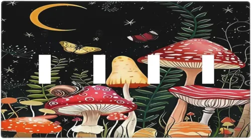 Vista 87 de Mid Century Morden Boho - Placa de pared para interruptor de luz dúplex de 1 banda, placa frontal decorativa eléctrica para receptáculo para baño