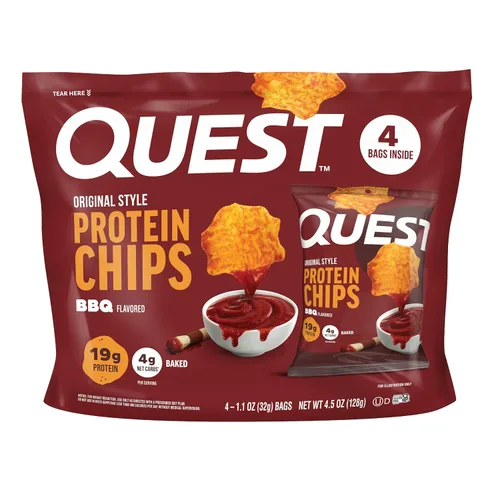 Quest Nutrition - Chips de proteína para barbacoa, 0.49 onzas de proteína, 0.18 onzas de carbohidratos netos, bajos en carbohidratos, sin gluten