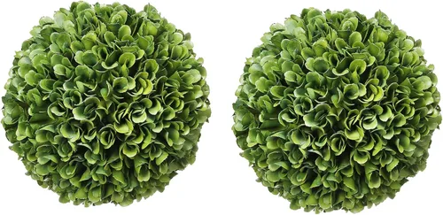 Vista 10 de A&B Home Juego de 5 bolas artificiales de boj para interiores y exteriores, vegetación artificial, bolas de musgo verde sintético, bola topiaria