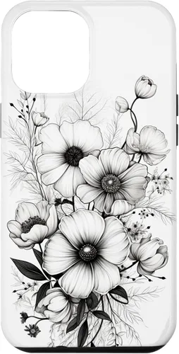 Vista 26 de Flowers Design Black and White Floral Women Case for iPhone 16