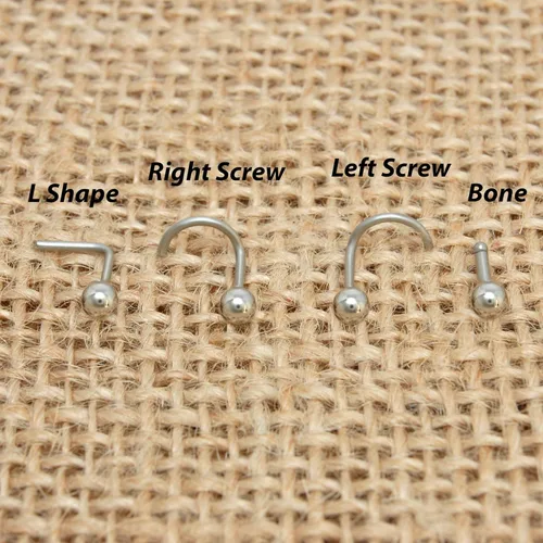 Vista 4 de Nose Stud Ring - Nose Piercing Stud - Nose Jewelry Surgical Steel - Nostril Screw Stud - Nose Ring CZ - Nose Stud L