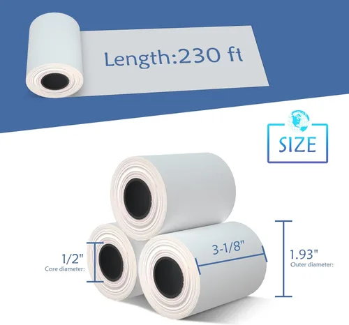 Vista 2 de BESTEASY Papel térmico para recibos, 3 18 x 230 pies, rollos de papel de recibo de caja registradora (10 rollos)