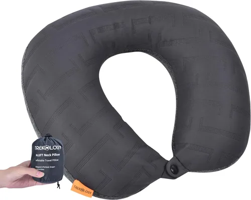 Vista 8 de TREKOLOGY Almohada cervical de viaje para avión – Almohada de cuello de avión de primera calidad para dormir – Soporte de cuello definitivo