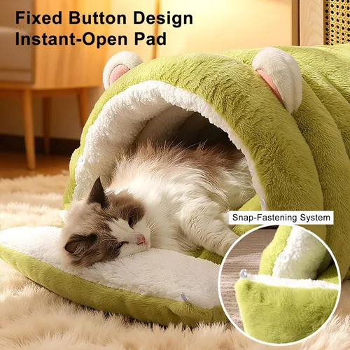 Vista 9 de Cat Bed Cave Washable Closed Small Kitten Bed Pet Calming Nest Covered Cat Cave - for Home Dorm Apartment Bedroom Living Room