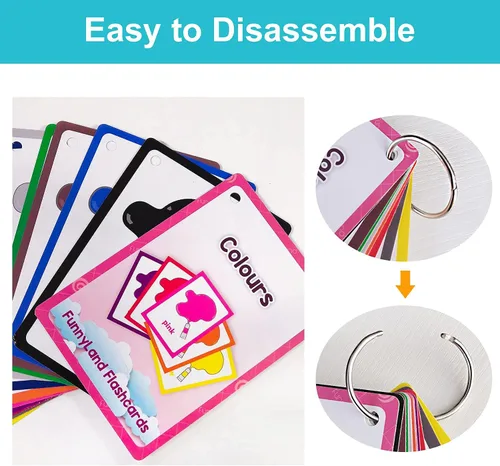 Vista 5 de Lilias Tarjetas flash – Tarjeta de bolsillo con palabras en inglés para niños pequeños, juguetes de aprendizaje, suministros para jardín