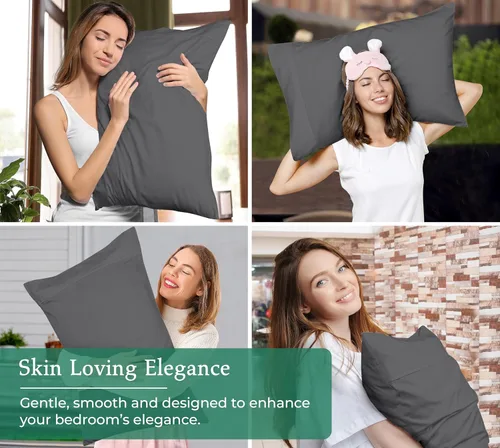 Vista 3 de Royale Linens Juego de 12 fundas de almohada grises – Fundas de almohada estándar de 20 x 26 pulgadas – 1800 microfibra cepillada – Resistente a