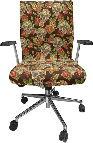 Vista 20 de Ambesonne Funda para silla de oficina Eiffel, patrón de lunares con torre Eiffel incompleta y corazones románticos, funda elástica decorativa