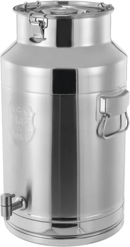 Vista 8 de Lata de leche de acero inoxidable de 5 litros, cubo de vino de 1.32 galones, jarra de leche con tapa sellada, resistente (sin grifo, 1.32 galones)