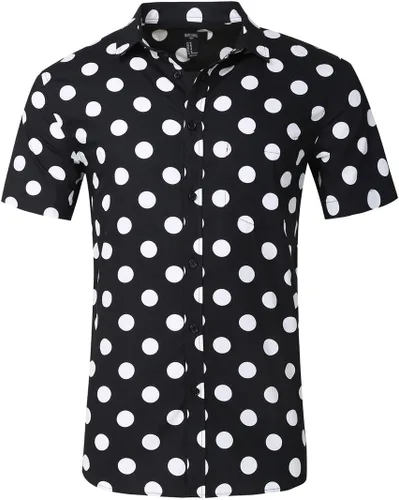 Vista 28 de Camisa de vestir de manga corta para hombre, ajuste regular, con botones, casual, con estampado único Grandes estrellas de la marina