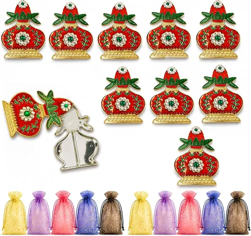 LOVENSPIRE Soporte decorativo de acrílico Kalash Haldi Kumkum para Pooja Thali, regalos de regreso de boda, recuerdos de festivales indios y