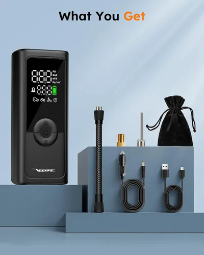 Vista 7 de VEEAPE Bomba pequeña para neumáticos de bicicleta, bomba de aire eléctrica portátil de 120 PSI con parada automática, inflador de bicicleta
