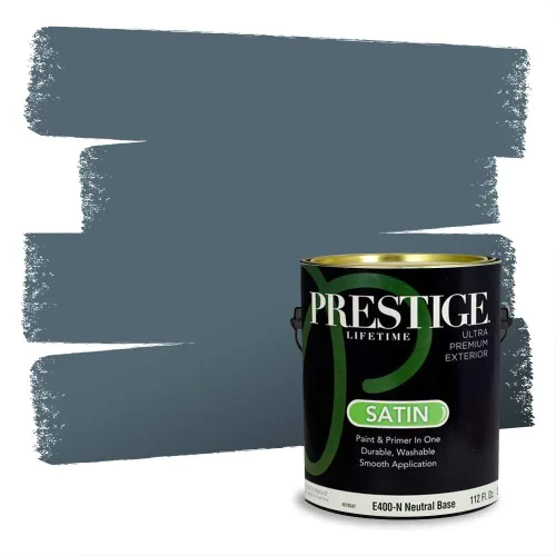 Vista 163 de Prestige Paints - Pintura exterior e imprimación en uno, 1 galón, plano, coincidencia comparable con Behr Misty Isle, P500-N-MQ5-62