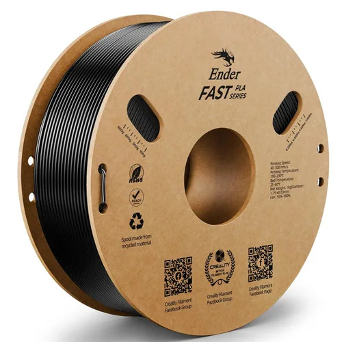 CREALITY - Filamento de ácido poliláctico Ender Fast de 0.069 in, filamento de impresora 3D de ácido poliláctico negro de alta velocidad, carrete de