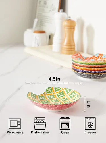 Vista 2 de Metahom Soporte de cuchara de cerámica, soporte para encimera de cocina, soporte para utensilios para estufa, cucharón, espátula, juego de 6, apto