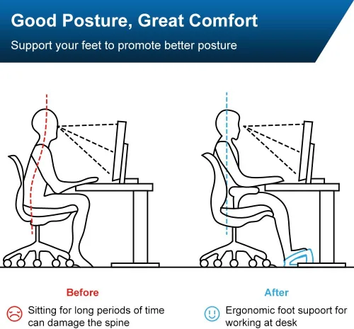Vista 2 de StrongTek Reposapiés ergonómico de madera - Taburete ajustable de 4 ángulos para escritorio, reposapiés de oficina, soporte antideslizante