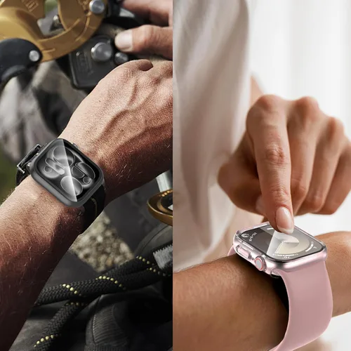 Vista 6 de [Paquete de 6] Funda para Apple Watch SE 3/SE 2ª generación Series 6 5 4 SE protector de pantalla con vidrio templado ultrafino, cobertura completa