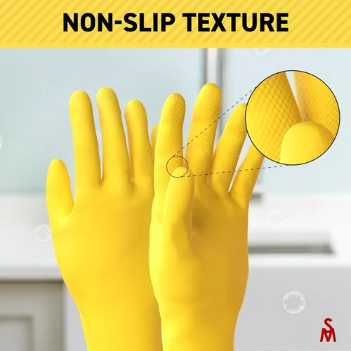 Vista 3 de SteadMax 3/6 Pairs Cleaning Gloves, Reusable Natural Rubber Dish Gloves, Non-Slip Gloves for Kitchen and Household