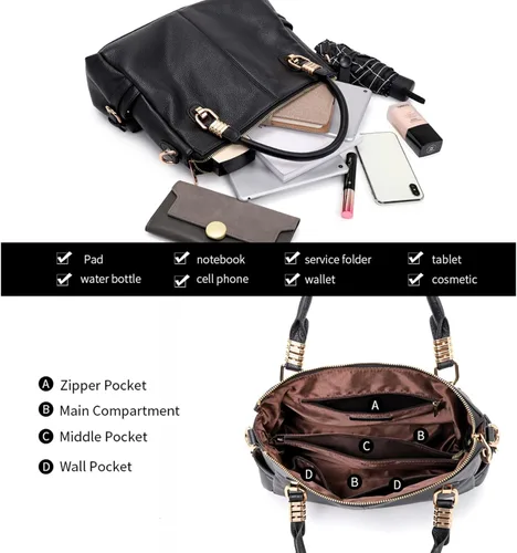 Vista 5 de Kattee Cartera bandolera estilo urbano de cuero para mujer