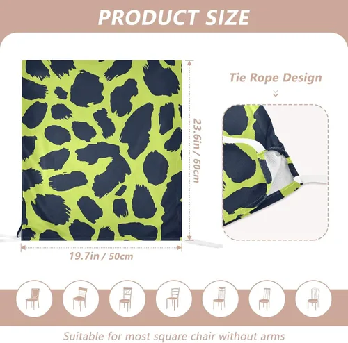 Vista 3 de Leopard Print Lime Green and Navy Blue Decorative Chair Protectors for Bedroom Removable Seat Covers for Dining Chairs cubre sillas para comedor Set