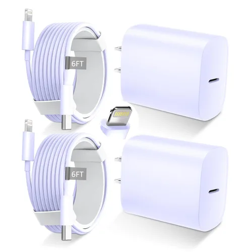 Vista 22 de DiHines Cargador rápido para teléfono 14 13 12 11, cable de carga rápida Lightning de 3 pies con bloque de carga USB C de 20 W para teléfono 14/14