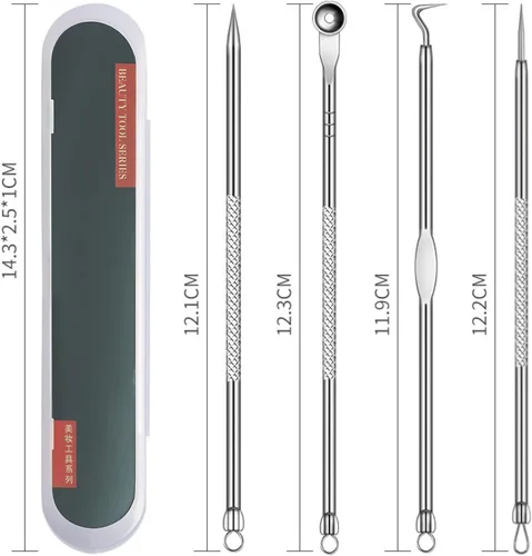 Vista 3 de Herramientas profesionales para eliminar puntos negros, kit de eliminación de acné extractor, herramienta para reventar espinillas, clip